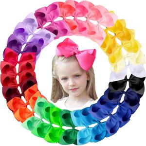 Oaoleer Hair Bows Clips Grosgrain Ribbon Bows Hair Alligator Clips Hair Barrettes Hair Accessories for Girls Toddler Infants Kids Teens Children (8 inch)