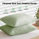 Gogreen Bamboo Rayon Waterproof Pillow Protector, Breathable Pillow Cover, Cooling Pillow Case Protector with Zipper, Super Soft Pillow Case Cover with Zipper (2 Packs, King 20"x36", Sage Green)
