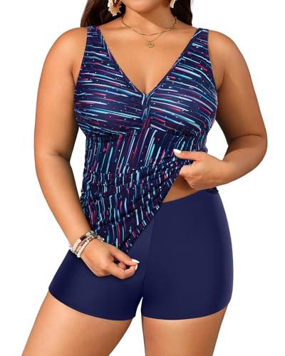Yonique Womens Plus Size Swimsuits with Shorts Tummy Control Tankini Two Piece Bathing Suits Athletic Swimwear Blue Colorful Galaxy 22Plus,  Yonique Womens Plus Size Swimsuits with Shorts Tummy Control Tankini Two Piece Bathing Suits Athletic Swimwear Blue Colorful Galaxy 22Plus,