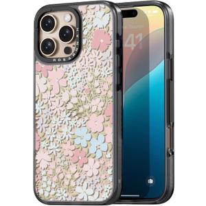 Compatible for iPhone 16 Pro Case Cute - Durable Shockproof 6.6 ft Drop Impact Phone Case - Black Funny Pink Spring Design for iPhone 16 Pro 6.3"