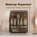 Makeup Organizer Countertop Vanity with Transparent Lid Drawers Waterproof Dustproof Cosmetic Skincare Bathroom Storage Gift for Women Teens Girls (Clear Black)