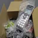 Panasonic Cordless Phone with Advanced Call Block, Link2Cell Bluetooth, One-Ring Scam Alert, and 2-Way Recording, Answering Machine, 5 Handsets - KX-TGF975B (Black/Silver Trim)