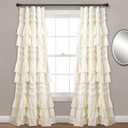 Lush Decor Kemmy Light Filtering Window Curtain Panel Single 52" W x 84" L Ivory - Drapes - Ruffled Curtains for Bedroom - Cream Curtains - Coquette Decor