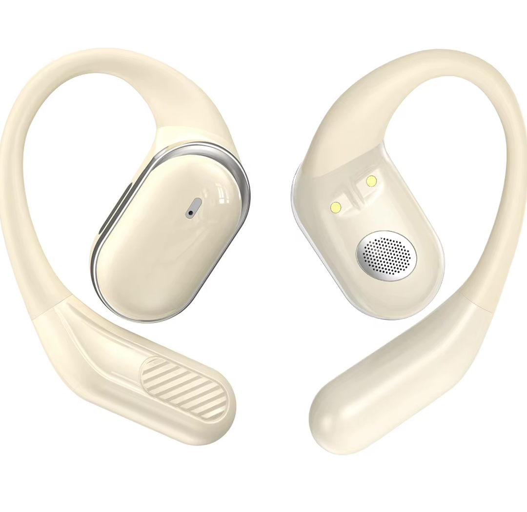 TOZO T6 Open Earbuds , Earbuds with Ergonomic Earhook, Bluetooth Headphones 5.4 with Smart Digital Display,40H Playtime,IPX6 Waterproof,Touch Control Earphones Fit Cycling,Running,Workout(Beige)