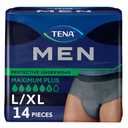TENA Men Super Plus Disposable Underwear Male Pull On with Tear Away Seams Large/X-Large, 81920, Count of 14, X4