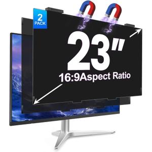 2 Pack Magnetic 23 Inch Privacy Screen for Computer Monitor 16:9 Aspect Ratio, Hanging Removable Anti-Blue/Glare Protector Film, Anti Spy Desktop Security Private Filter 23in
