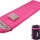 DESERT & FOX Cotton Flannel Sleeping Bags with Pillow, 4 Season Warm & Cold Weather Envelope Compression Sack, Lightweight & Portable Backpacking Sleeping Bag for Outdoor Camping, Hiking, Traveling