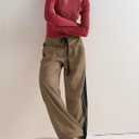 LOMON Pants for Women Wide Leg Side Striped Pants Drawstring Baggy Palazzo Work Trousers with Pockets