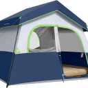 HIKERGARDEN 6-8 Person Camping Tent - Portable Family Cabin Tent for Camp, Windproof Fabric Camp Tent Outdoor for Hiking, Backpacking, Traveling
