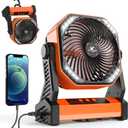KITWLEMEN 20000mAh Battery Powered Camping Fan - 58H Max Cooling, Rechargeable Battery Operated Desk Fan with 4 Speeds, Bright Light & Hanging Hook, Portable for Tent Outdoor Hurricane Power Outage