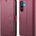 Wallet Case for Samsung Galaxy A26 5G, RFID Blocking Credit Card Holder, PU Leather Folio Flip Kickstand Protective Shockproof Cover for Galaxy A26 (Red)