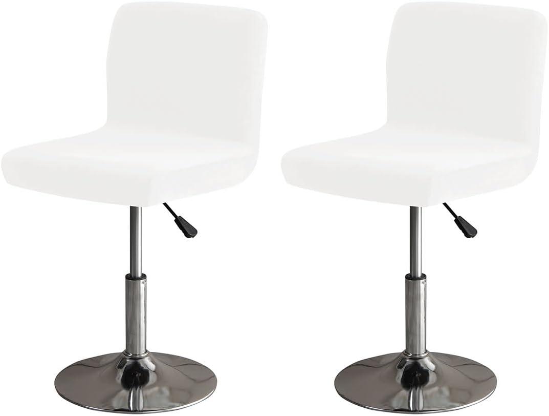 Bar Stools Cover with Back Velvet Barstools Slipcovers Stretch Counter Height Bar Stool Covers Protector Square Swivel Barstool Covers for Kitchen Bar Set of 2 White