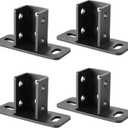 4 Pcs 2 Slotted Hole U Post Base Strut Mount Fit for 1-5/8 Square Single Channel, Black Powder-Coating Carbon Steel Q235B,Fence Post Base Channel Rail Crossmember Mounted Taller Strut Channel