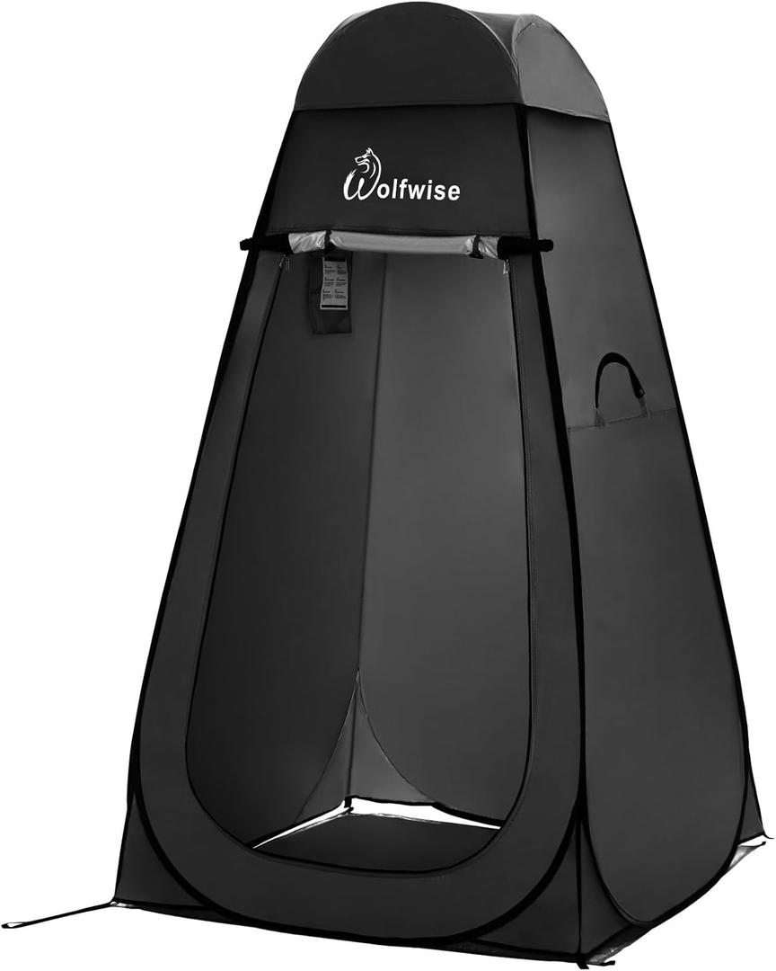 WolfWise Pop Up Privacy Shower Tent Portable Outdoor Sun Shelter Camp Toilet Changing Dressing Room (47.24"L x 47.24"W x 82.68"H, Black)