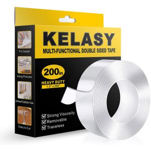 Extra Large Double Sided Tape Heavy Duty,1.2" x 200",Nano Adhesive Mounting Tape-Clear, Strong Grip Adhesive Poster Wall Tape for Decoration