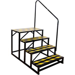 TOCRETOARE RV Steps with Handrail, 4 Steps Ladder Hot Tub Steps with Handrail, Portable Stairs Steps for 5th Wheel RV, Mobile Home Stairs Outdoor RV Step