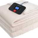 Westinghouse Electric Blanket Full, Flower Jacquard Heated Blanket Full Size with 10 Heating Levels and 1-12 Hours Auto-Off, Flannel to Sherpa Reversible, Machine Washable (72" x 84", Beige)