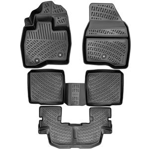 RizLiner Ford Explorer 2015-2019 (Bench Seating) 7 Seats Floor Mats Custom Fit Rubber 3D Car Mats Laser Measured 1st & 2nd & 3rd Row Floor Liners All Weather Waterproof (Front & Rear)