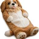 Wearable Sleeping Bag for Adults Oversized Plush Dog Bean Bag Chair Giant Human Dog Bed Soft Flannel Stuffed Animal Mattress for Nap Movie Night Lounge, Middle