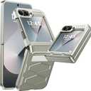 Vizvera for Samsung Galaxy Z Flip 6 Case with Hinge Protection, Built-in Screen Protector Shockproof All-Inclusive Phone Cover for Z Flip 6/Z Flip 7 FE-Natural Titanium