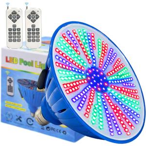 2026 Upgraded 60W LED Pool Light Bulb, E26 Base 12V Low Voltage Color Changing Pool Lights for Inground Pool, 16 Modes Remote + Wall Switch Control, Energy Saving Replacement for Hayward Fixtures