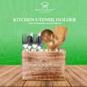 CHEF'S UNIQUE Wooden Utensil Holder For Countertop - Durable Cooking Utensils Holder - large Rustic Countertop Kitchen Dcor - Spatula Utensils And Spoons Organizer With Divider