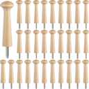 30 Pieces Wooden Shaker Peg Screw-on Pegs 3.62 Inch Long Unfinished Wood Shaker Racks for Hanging Clothes, Hats, Towel, and More DIY Paint Color (Wood Color)