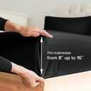 Twin Size Fitted Sheet - Hotel Luxury Single Sheet - Fits Mattress Up to 16 - Extra Soft, Wrinkle Free, Breathable, and Cooling - Bottom Sheet - Black