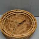 Round Rattan Fruit Baskets Woven Storage Bowls Key Holder Stackable for Shelf Kitchen Tabletop Natural Set of 3