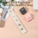 12 Pack Mini Jewelry Travel Pouch, Foldable Leather Jewelry Organizer Pouch Compact Case with Buckle Travel Accessories for Necklaces, Rings & Earrings (Beige, Pink, Gray)