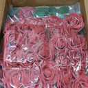 SPORTYOUTH 100Pcs Artificial Flowers Red Foam Fake Roses Bulk with Stems, Valentines Gift & Decor, Real Looking for DIY Wedding Bouquets Centerpiece Bridal Shower Party Home Mother Wife