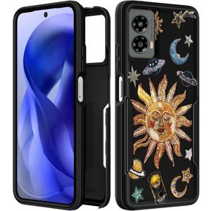 for Moto G 5G 2024 Case Women - Cute Girls Phone Cover Girly Kawaii Aesthetic Unique Design Sun Stars Heavy Duty Protective Shockproof Military Grade Teens for Motorola Moto G 5G 2024 Cases