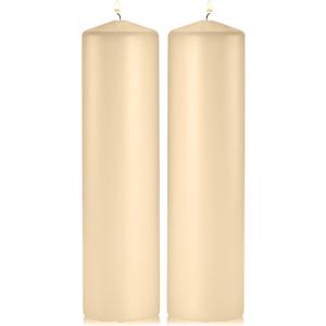 Light In The Dark Ivory Pillar Candles - Set of 2 Unscented Pillar 3x12 inches for Wedding Centerpiece Candle, Home Decor and Holiday Celebrations