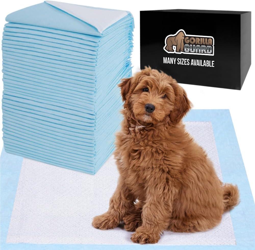 Gorilla Guard Disposable Puppy Pads, 5 Layer Pee Pads for Dogs, Absorbent Diaper Changing Pad, Dog Potty Training Supplies, Quick Dry Pet Housebreaking Essentials for Puppies, 50 Count 22x22 in