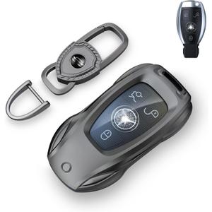 saxsion for Benz CLS CLA CLK AMG CLK GLC GLE GLS SLK ML SL SLK A B C E R S G Smart Remote Key Case Shell (Classic Blackfor Benz-B)