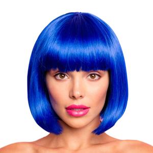 Blue Bob Wig With Bangs 12 Inch Royal Blue Wig Short Synthetic Fiber Bob Wigs for Women Short Bob Wigs and Halloween Cosplay Bob Wig for Girl Colorful Costume Wigs With One Cap (Blue)