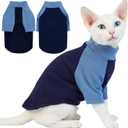 T'CHAQUE Cat Pajamas - Soft Cat Clothes& Shirts & Pajamas with Sleeves, Stretchy Sweater, Pullover Kitten Clothes, Blue, XX-Large