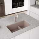 BLANCO Precis Reversible 1-3/4 Double Bowl Kitchen Sink with Low Divide, Truffle