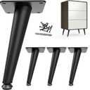 6 Inch Furniture Legs Heavy Duty, Replacement Cabinet Legs for Furniture Set of 4, Mid Century Modern Metal Short Dresser Feet for Cube Storage Futon Nightstand Ottoman, Satin Black