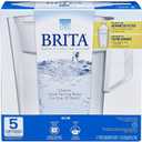 Brita Water Pitcher, Slim, 5 Cup Capacity, Includes One Advanced Filter-White, Size (White - 5 Cup Size, White)