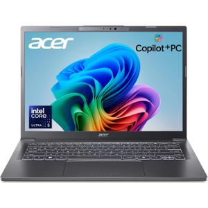 acer Aspire 14 AI Copilot+ PC | 14" WUXGA Display | Intel Core Ultra 5 Processor 226V | NPU: Up to 40 Tops - GPU: Up to 53 Tops | Intel ARC 130V | 16GB LPDDR5X | 512GB SSD | Wi-Fi 6E | A14-52M-51S1