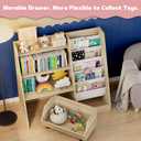 COZPAW Kids Bookshelf and Toy Storage, 4 Tier Toddler Bookshelf with Movable Drawer (Oak)