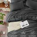 Anluoer Dark Grey California King Comforter Set 7 Pieces, Bed in a Bag with Sheets, All Season Bedding Sets with 1 Comforter, 2 Pillow Shams, 2 Pillowcases, 1 Flat Sheet, 1 Fitted Sheet