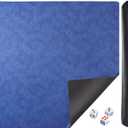GUSTARIA Mahjong Mat, Mahjong Table Mat with Prints & Extra Dice, for Poker, Card, Mahjongg, Dominoes Games (Blue, 35 inches)