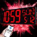 TXL 17.2'' Bluetooth Large LED Digital Wall Clock, Large Display Date and Temperature,Count Up/Down Timer Clock with Remote Control, Adjustable Brightness Alarm Clock for Home, Office, Gym, Elderly