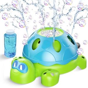 Water Sprinkler for Kids, 2-in-1 Sprinkler Toys with Bubble Machine, Turtle Toddler Outdoor Backyard Games Splashing Toys for Summer Fun, Children's Sprinkler for Kids Age 3-5 4-8 Girls Boys Gift, 3 Pack