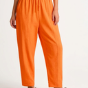 Women Wide Leg Casual Pants High Waist Flowy Palazzo Trousers Adjustable Knot Stylish Lounge Business Pants with Pockets, Orange, XS