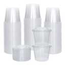 [100 Sets] 5.5 oz Small Plastic Containers with Lids, Jello Shot Cups, Disposable Portion Cups, Condiment Containers with Lids, Souffle Cups for Sauce and Dressing