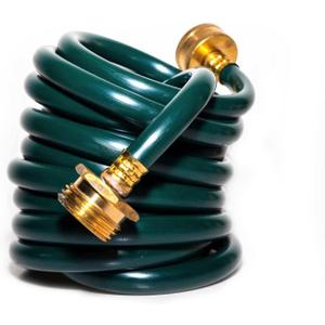 10FT Recoil Garden Hose for Balcony: Lightweight Green EVA Coil Water Hose with Brass Fittings - Compact and Easy Storage for RV Small Outdoor Use Connection