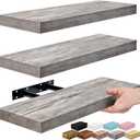 Sorbus Floating Shelves for Wall  16 Inch Floating Shelf for Kitchen, Bedroom, Living Room, Bathroom, Home & Wall Decor - Mounted Bathroom Shelves with Invisible Brackets (Grey, 3 Pack)